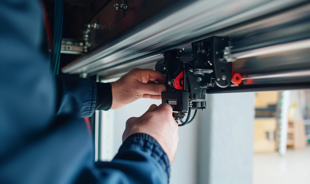 person using tools to fix garage door